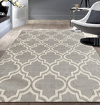 Trellis Gray/Grey White Area Rugs