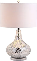 Emilia 26" Mirrored Mosaic LED Table Lamp Silver