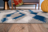 Geometric Gray Blue Ivory Area Rug