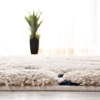 Premium Swirl Thick Plush Cream/Blue   Area Shag Rug