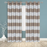 Stripe Window Curtains for Bedroom - Grommet Room Darkening Curtain, Thermal Insulated, Noise Reducing and Light Blocking Drapes 2 Panels