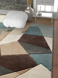 Modern Geometric Mint Blue Brown Beige Comfy Hand Carved Area Rugs