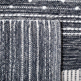 Striped Kilim Collection Handmade Flat weave Cotton Soft Area Rug Black / Ivory