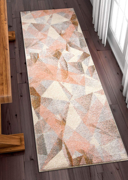 Modern Triangle Pattern Abstract Blush Pink Multi-Color Soft Area Rug