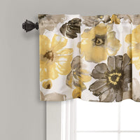Window Curtain Valence Panel Pair Floral Insulated Grommet Cream Yellow Ivory