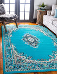 Traditional Turquoise Soft Area Rug