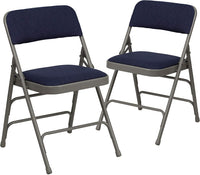 Curved Triple Braced & Double Hinged Fabric Metal Folding Chair