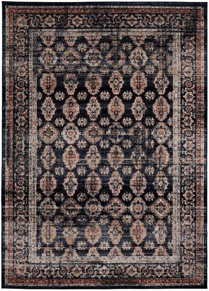 Waterloo Navy Oriental Soft Area Rug