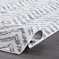 Geometric Ivory Blue Area Rug