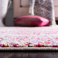 Geometric Trellis Distressed Cream/Fuchsia Soft Area Rug