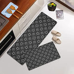 Artnice Anti Fatigue 2 Piece, White Floral Trellis Black Kitchen Rugs, Memory Foam Kitchen Floor Mats for Work Place Kitchen Hallway Bedroom Living Room