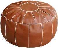 Handmade Moroccan Round Pouf Foot Stool Ottoman Seat Faux Leather Large Storage Bean Bag Floor Chair Foot Rest