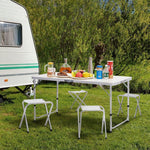 Steel Portable Folding Table with 4 Folding Chairs