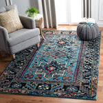 Oriental Persian Area Rug,  Square Light Blue/Black