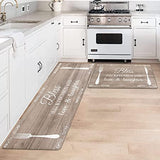 Pauwer Kitchen Rugs Set of 2 Cushioned Kitchen Mat Anti Fatigue Kitchen Mats for Floor Farmhouse Kitchen Runner Rugs and Mats Non Skid Washable Waterproof PVC Foam Kitchen Area Rug Runner