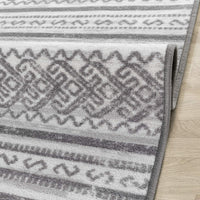 Moroccan Geometric Low Profile Pile Indoor Area Rugs Silver Gray