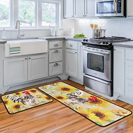 Artnice Anti-Fatigue Kitchen Mats 2 Piece, Modern Geometric Criss Cross  Pattern Kitchen Rugs, Ergonomic PVC Memory Foam Kitchen Floor Mats for