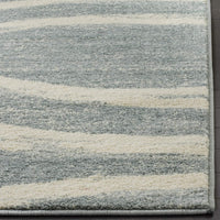 Modern Wave Distressed Area Rug, Cream / Slate