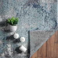 Lagos Collection Blue Art Deco Soft Area Rug