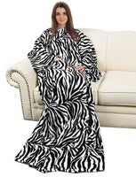 Wearable Blanket with Sleeves and Pocket, Cozy Soft Fleece Mink Micro Plush Wrap Throws Blanket Robe for Women and Men 73" x 51"