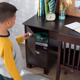 Wooden Study Desk for Children with Chair, Bulletin Board and Cabinets, Gift for Ages 5-10