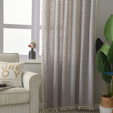 ColorBird Striped Semi-Blackout Window Curtains 2 Panels Farmhouse Style Cotton Linen