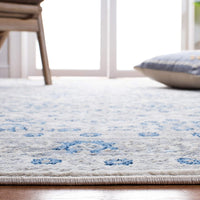 Oriental Damask Trellis Area Rug, Ivory Blue