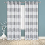 Stripe Window Curtains for Bedroom - Grommet Room Darkening Curtain, Thermal Insulated, Noise Reducing and Light Blocking Drapes 2 Panels