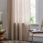 ColorBird Striped Semi-Blackout Window Curtains 2 Panels Farmhouse Style Cotton Linen