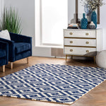 Kellee Navy Contemporary Wool Area Rug