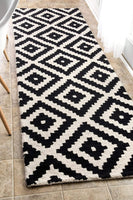 Geometric Black Contemporary Wool Area Rug