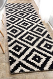 Geometric Black Contemporary Wool Area Rug