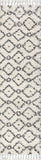 Mercer Shag Plush Tassel Moroccan Diamond Indoor Soft Area Rug Cream/Grey