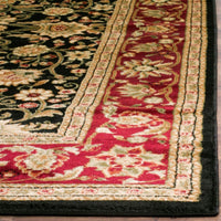 Lyndhurst Collection Traditional Oriental Non-Shedding Stain Resistant Living Room Bedroom Soft Area Rug Black / Red