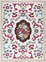 Modern Floral Low Profile Pile Indoor Area Rugs Beige