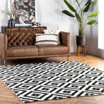 Geometric Black Contemporary Wool Area Rug