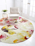 Modern Floral Ivory Multi-color Area Rugs