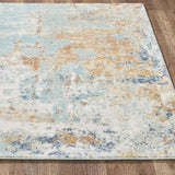 Kingsbury Collection Abstract Aqua Turquoise Modern Soft Area Rug