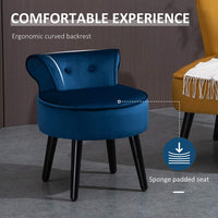 Modern Small Leisure Chair Upholstered Footstool Ottoman, Button Tufted Armless Club Chair Wingback Chair with Low Back, Velvet Style Fabric and Stable Fir Legs, Blue