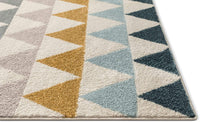 Triangles Geometric Gold Blue Area Rug