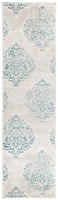 Floral Damask Ivory Gray Light Blue Area Rug