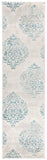 Floral Damask Ivory Gray Light Blue Area Rug