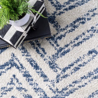 Geometric Ivory Blue Area Rug