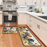 Non Skid Washable Absorbent Microfiber Kitchen Mats for Floor Anti Fatigue Kitchen Mat Set of 2 Chef Kitchen Decor Stain Resistant 17"x47.2"+17"x23.6"