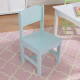 Nantucket Kid's Wooden Table & 4 Chairs Set with Wainscoting Detail, Pastel ,Gift for Ages 3-8