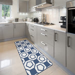 Modern Geometric Stripe Area Rug - Non Slip Blue