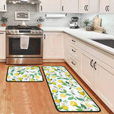 Non Skid Washable Absorbent Microfiber Kitchen Mats for Floor Anti Fatigue Kitchen Mat Set of 2 Chef Kitchen Decor Stain Resistant 17"x47.2"+17"x23.6"