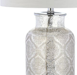 Emilia Trellis Pattern Glass LED Table Lamp Silver