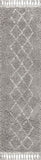 Mercer Plush Tassel Moroccan Tribal Geometric Trellis Area Rugs, Denim Blue/Cream