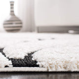 Premium Swirl Thick Plush  Ivory/Black Area Shag Rug